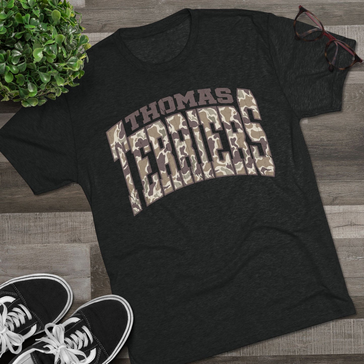 Camo Thomas Terriers Tri Blend Tee