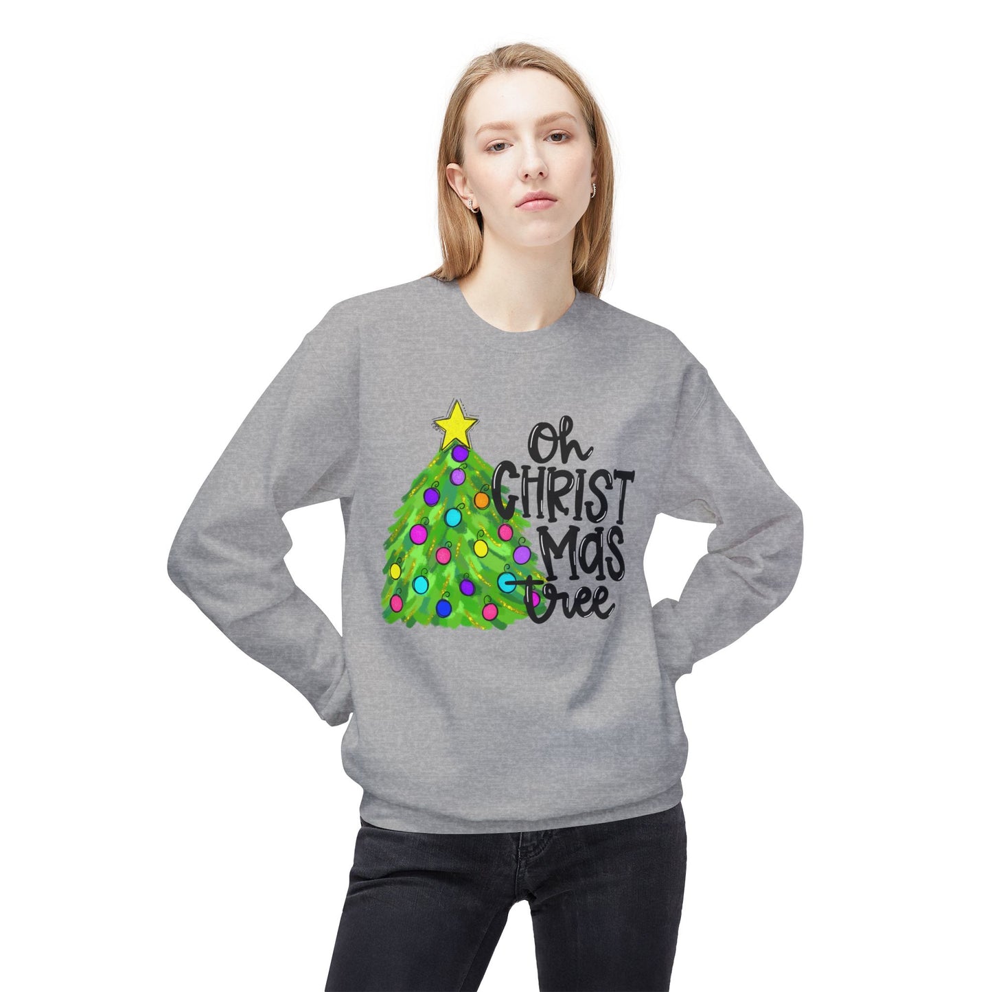 Oh Christmas Tree Unisex Midweight Softstyle Fleece Crewneck Sweatshirt
