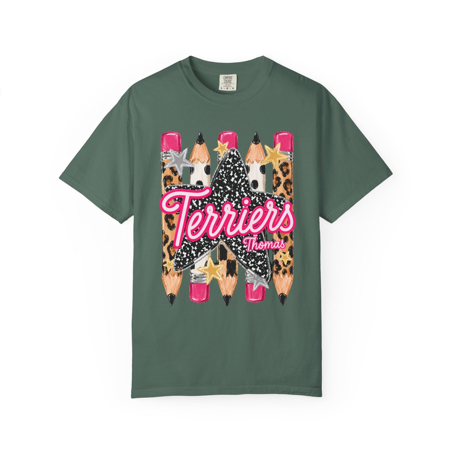Thomas Terriers Pencil Tee Comfort Colors