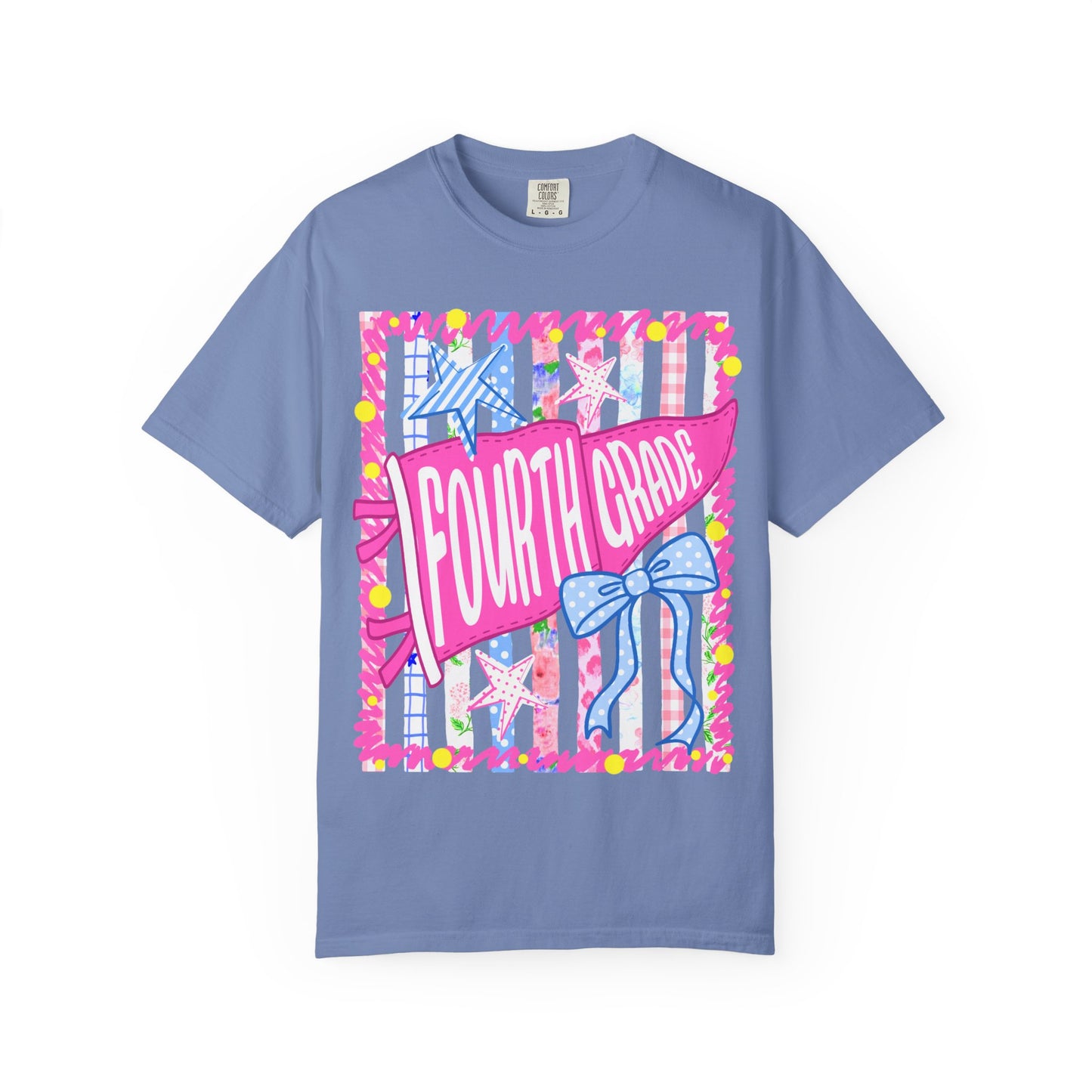 Fourth Grade Pennant Flag Stripes Comfort Colors