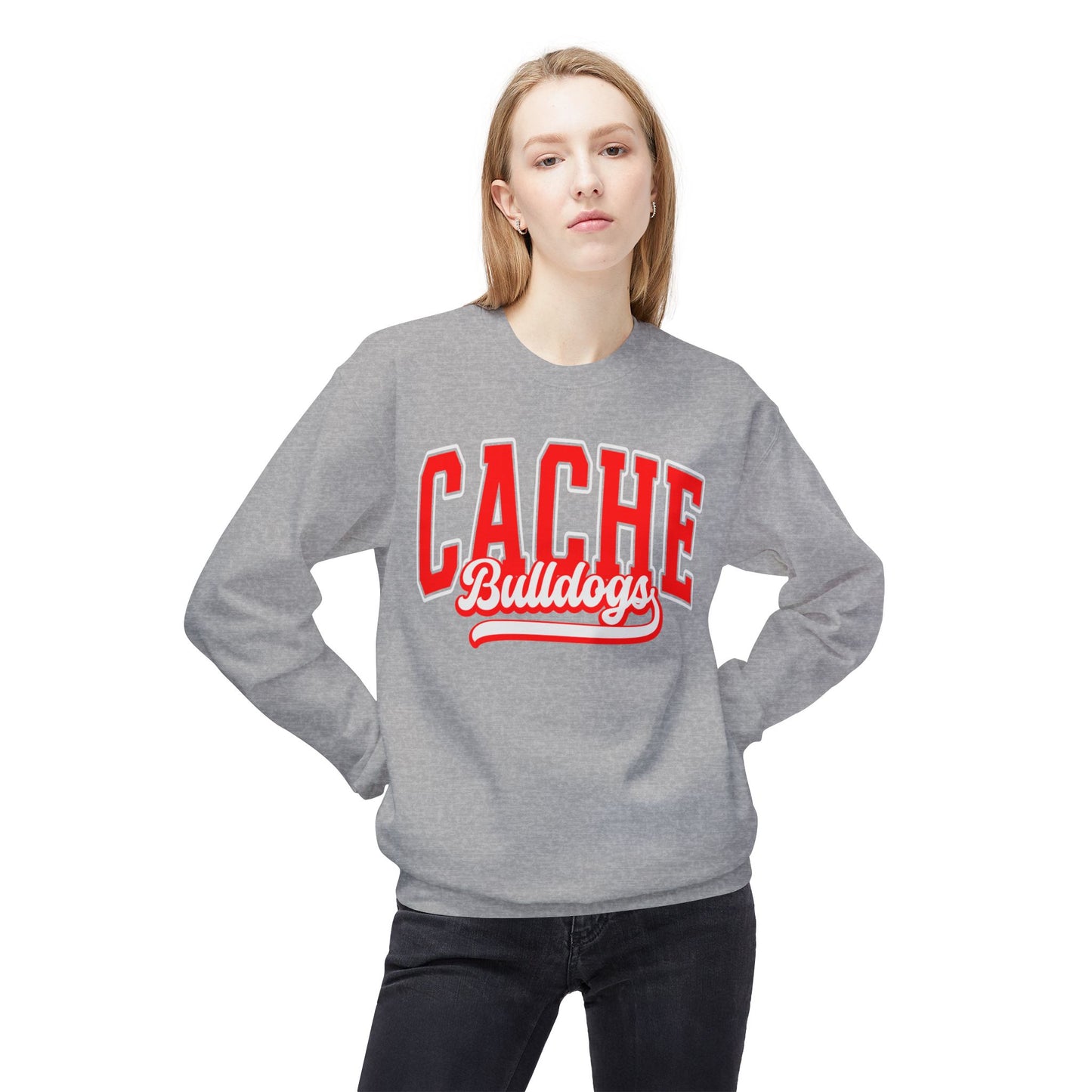 Cache Bulldogs Unisex Midweight Softstyle Fleece Crewneck Sweatshirt