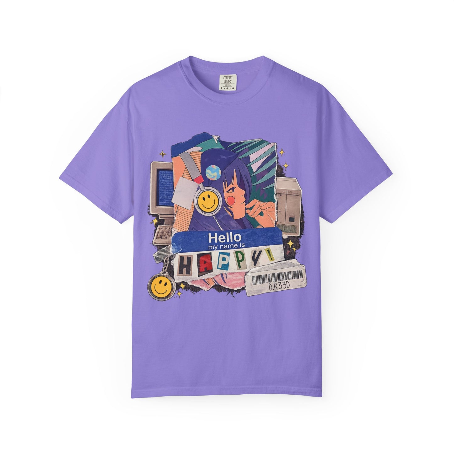 D.R33D Hello my Name is Happy Comfort Colors Front Only