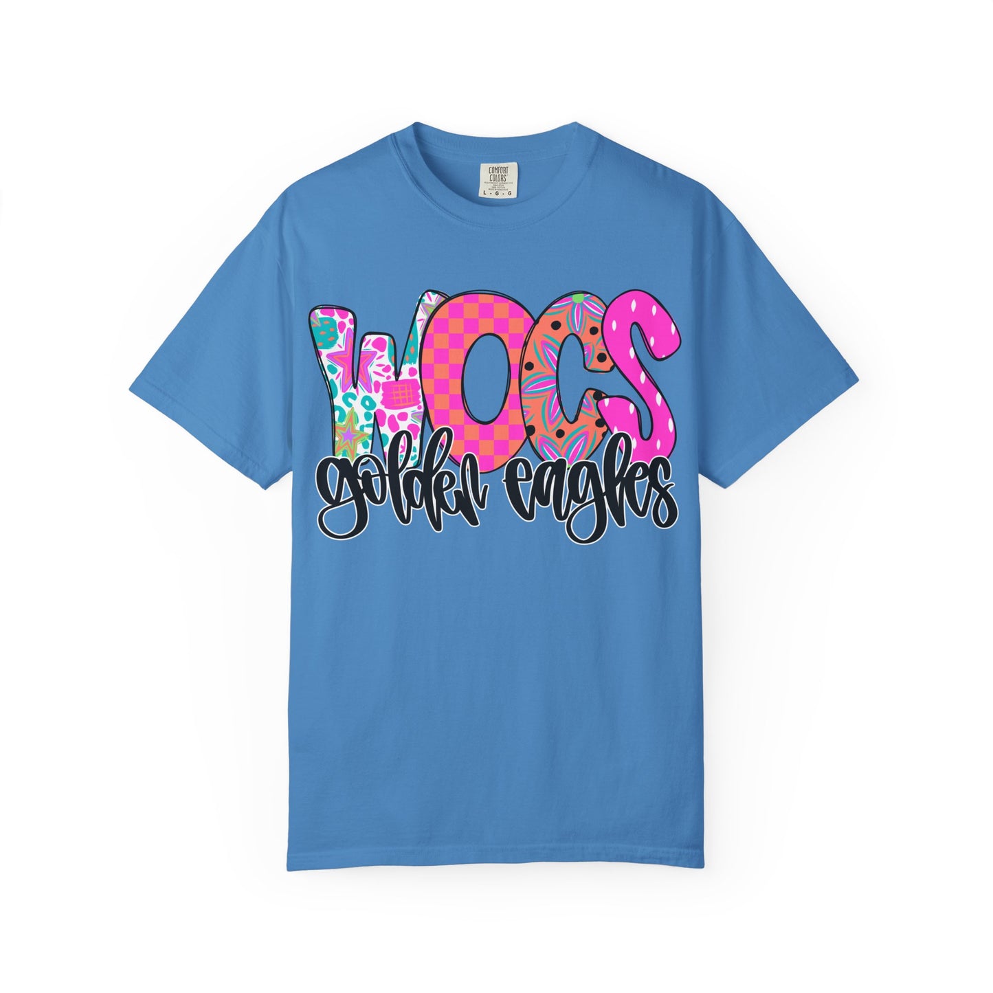 WOCS Golden Eagles Script comfort colors tee
