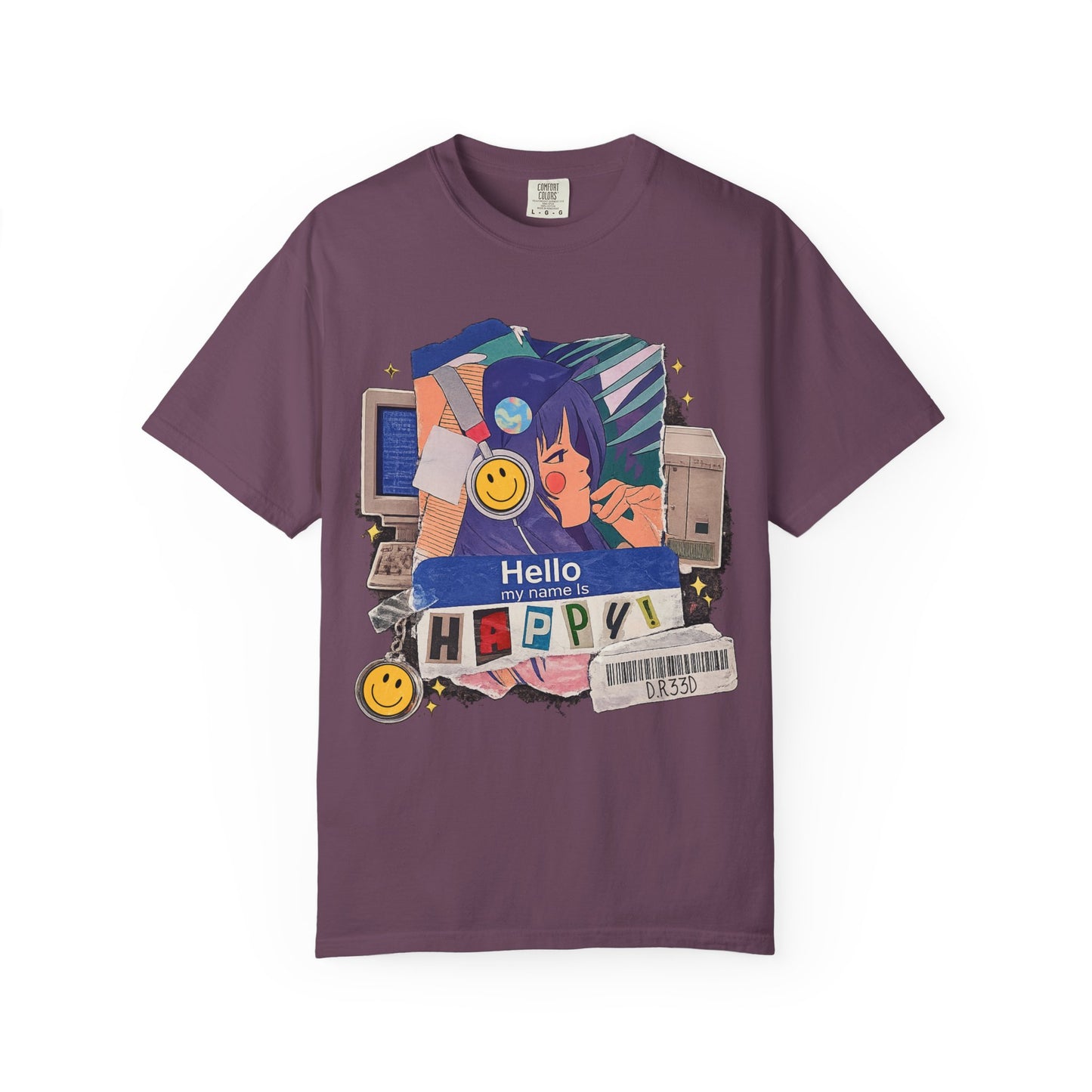 D.R33D Hello my Name is Happy Comfort Colors Front Only