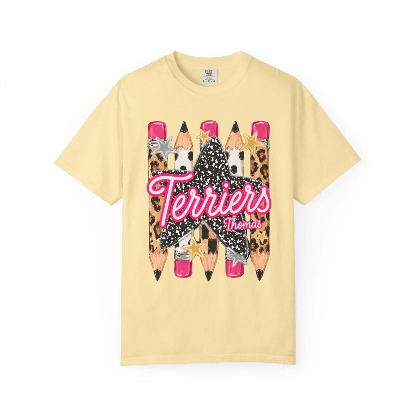 Thomas Terriers Pencil Tee Comfort Colors