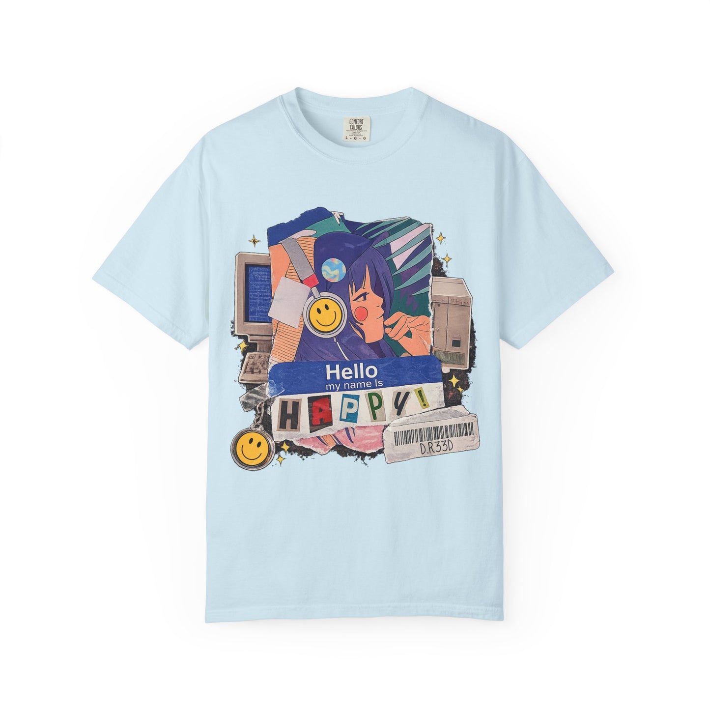 D.R33D Hello my Name is Happy Comfort Colors Front Only