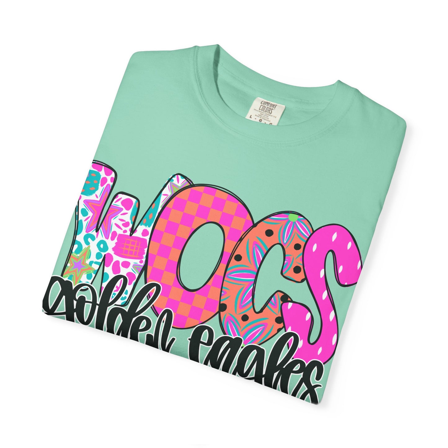 WOCS Golden Eagles Script comfort colors tee