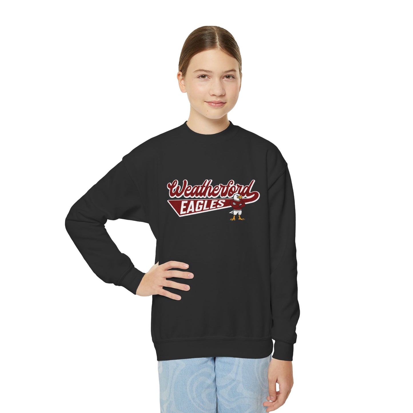 Youth Crewneck Sweatshirt Weatherford Eagles W/ Mascot