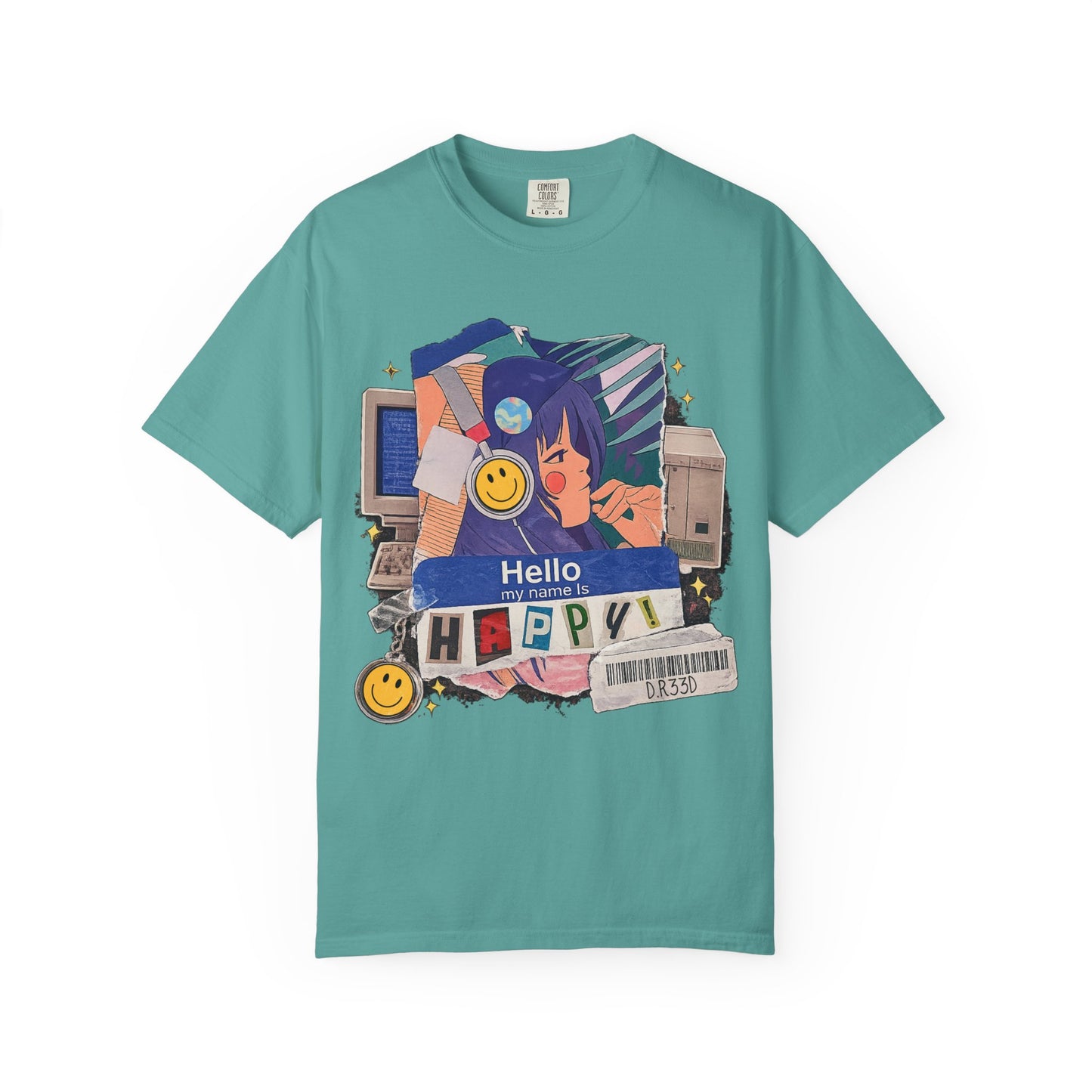 D.R33D Hello my Name is Happy Comfort Colors Front Only