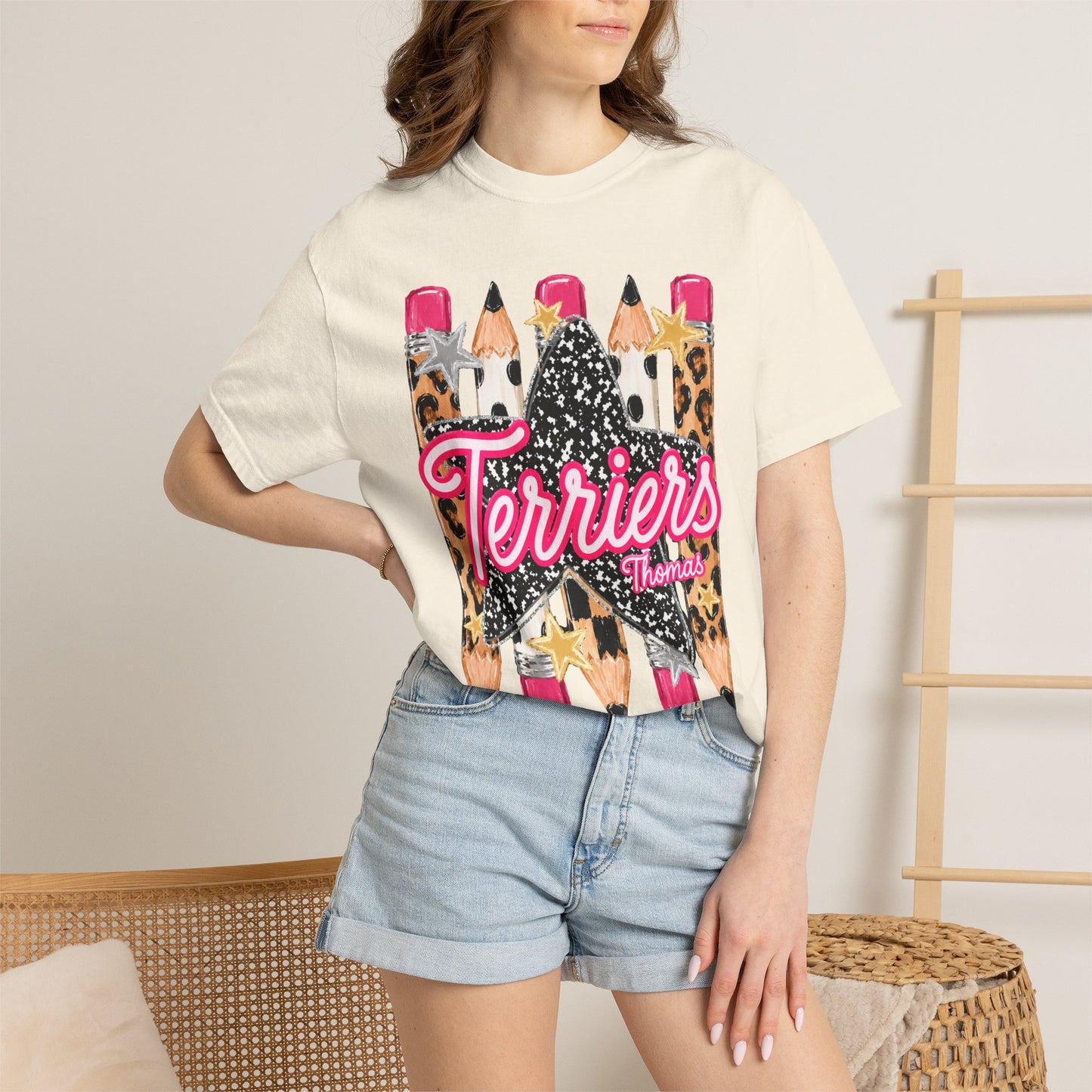 Thomas Terriers Pencil Tee Comfort Colors