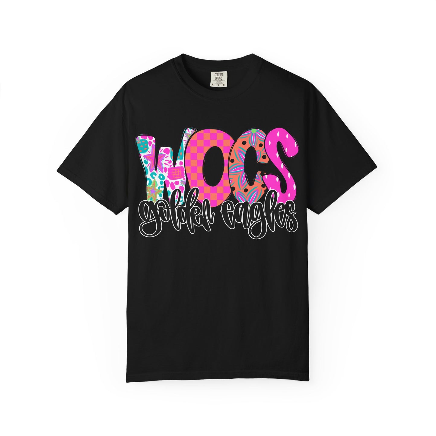 WOCS Golden Eagles Script comfort colors tee