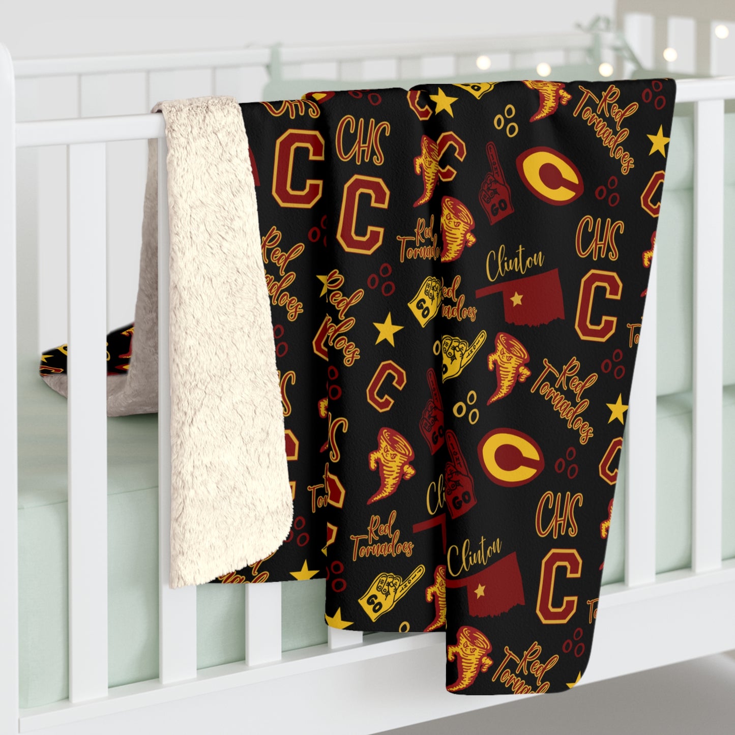 Clinton Red Tornadoes Sherpa Fleece Blanket