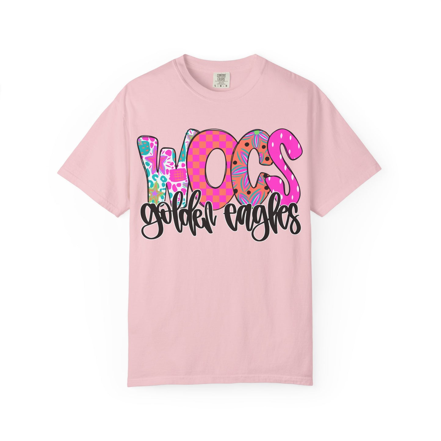 WOCS Golden Eagles Script comfort colors tee