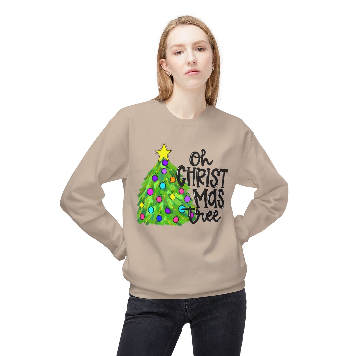 Oh Christmas Tree Unisex Midweight Softstyle Fleece Crewneck Sweatshirt