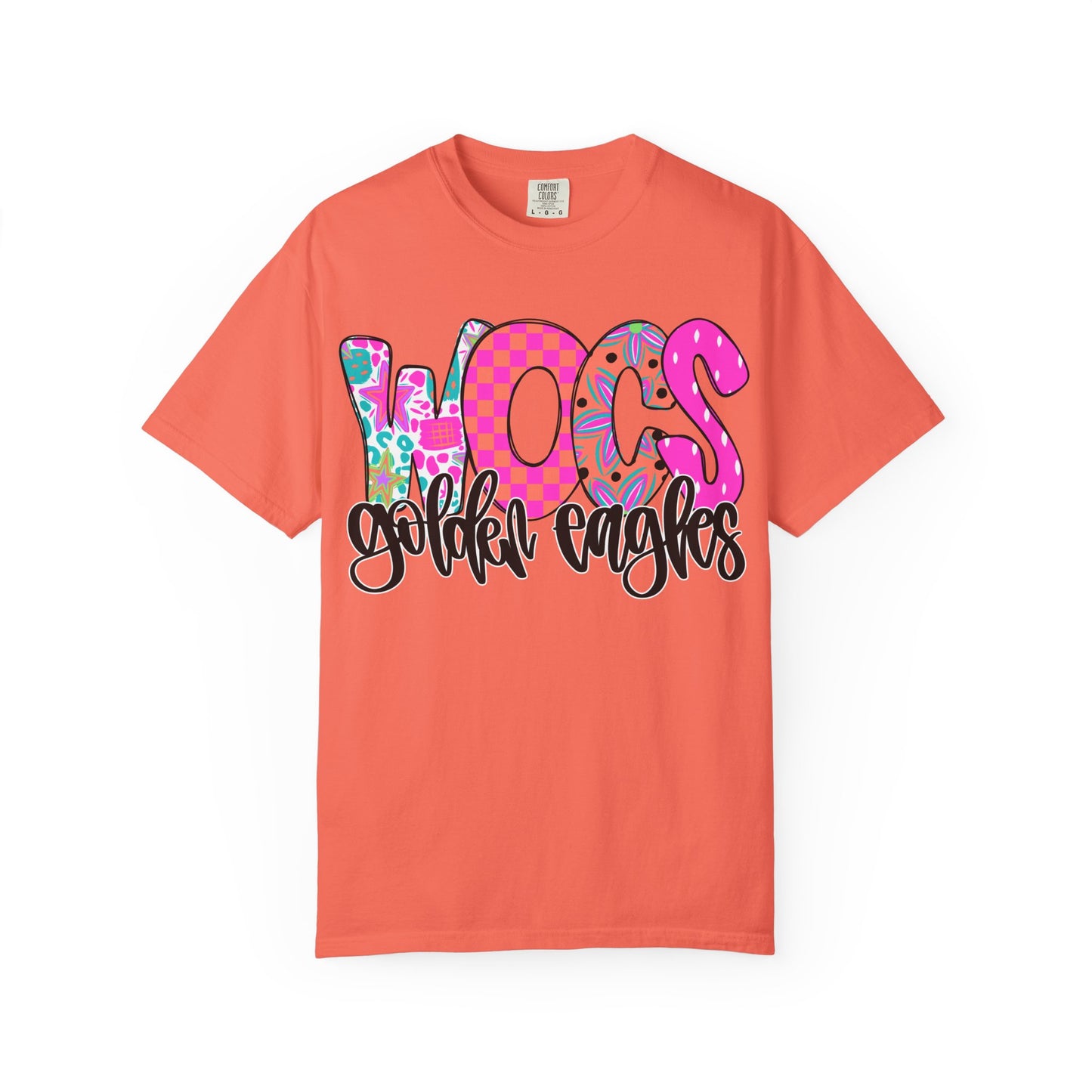 WOCS Golden Eagles Script comfort colors tee
