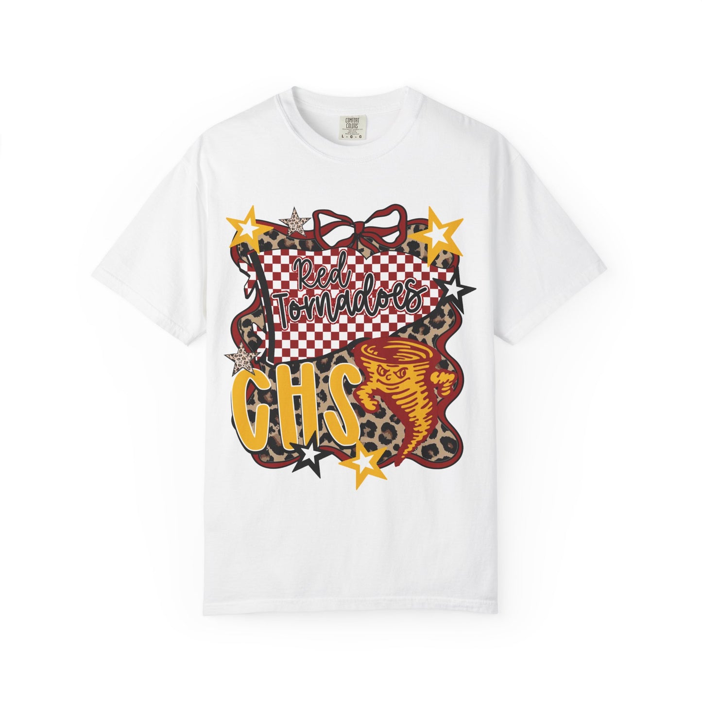 Clinton Red Tornadoes Leopard Print Comfort Colors Tee