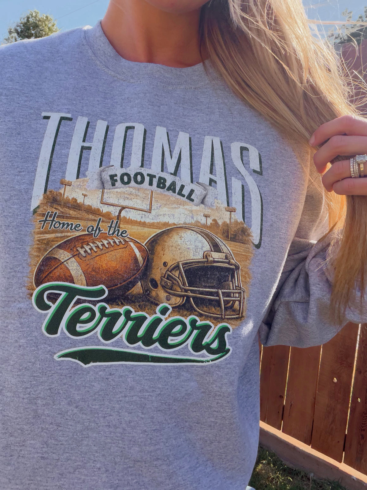 Thomas Terriers Football Retro Crewneck