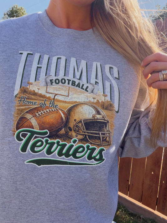 Thomas Terriers Football Retro Crewneck