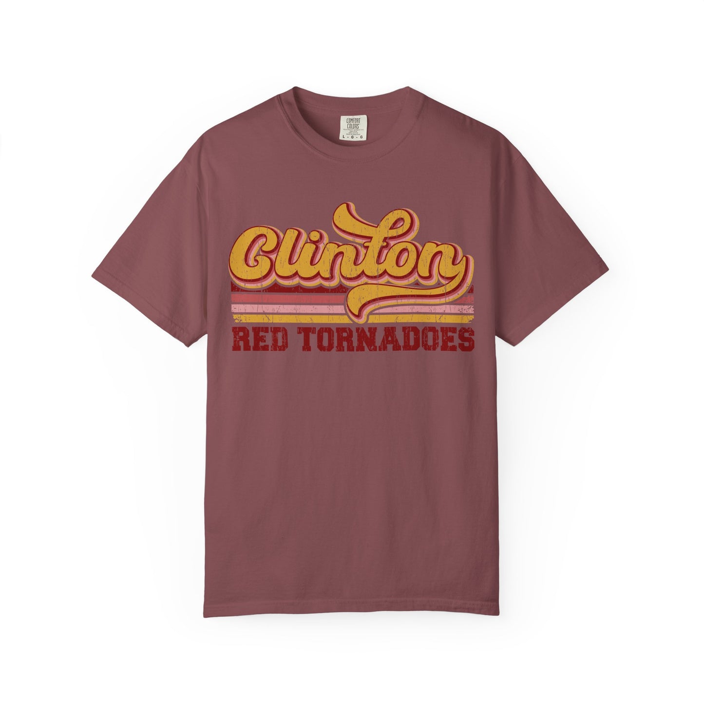 Clinton Red Tornadoes Retro w/ Lines Comfort Colors