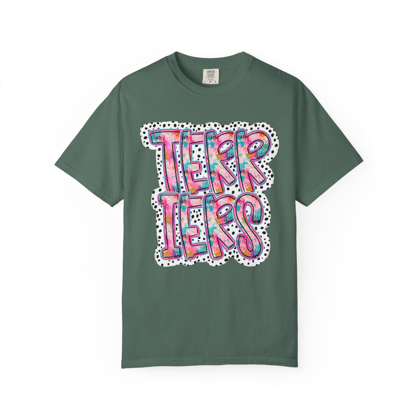 Terrier Stacked Dotty Comfort Colors Tee