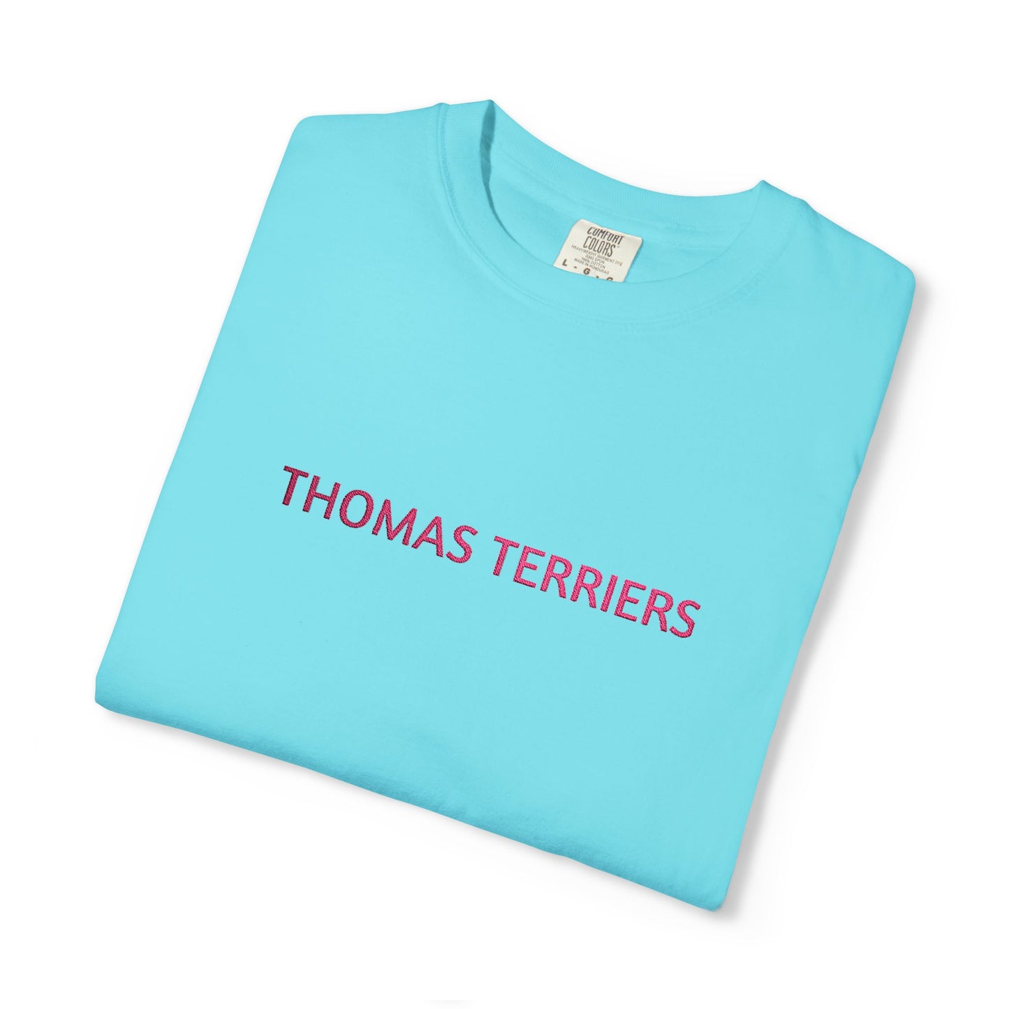 Embroidered Hot Pink Thomas Terriers Comfort Colors Tee