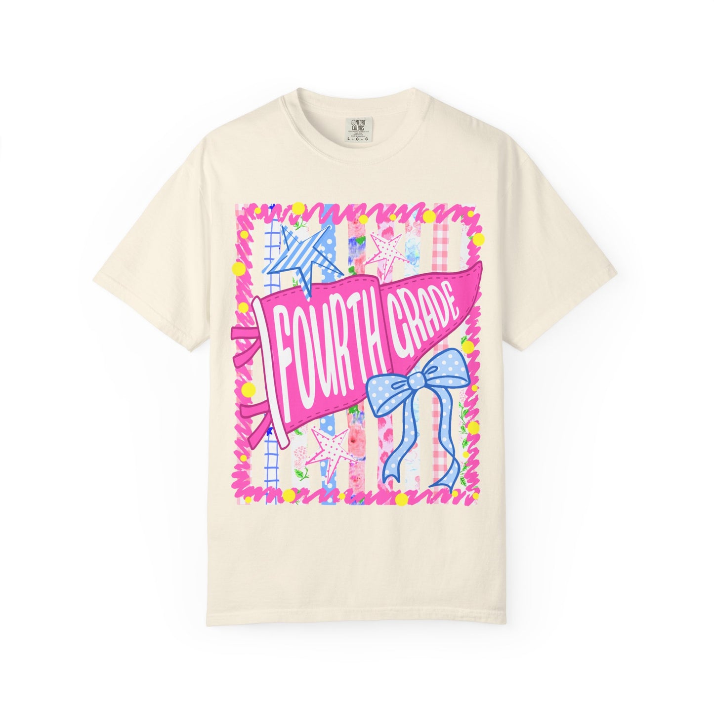 Fourth Grade Pennant Flag Stripes Comfort Colors