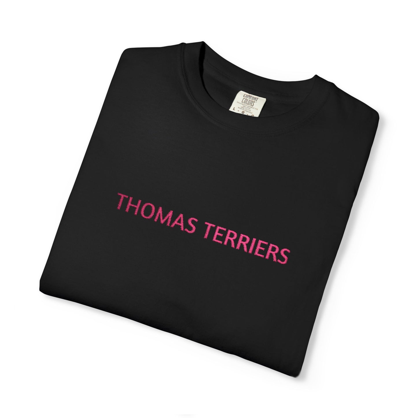 Embroidered Hot Pink Thomas Terriers Comfort Colors Tee