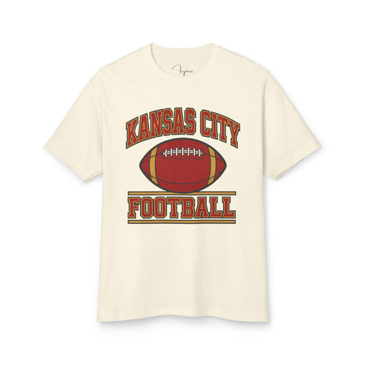 Vintaged Faded Ivory KC Football Tee