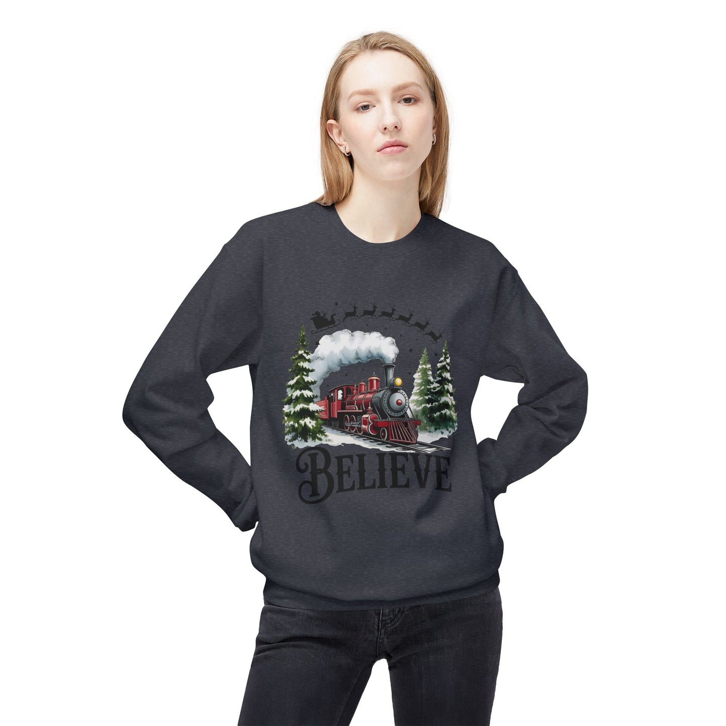 Christmas Believe Softstyle Fleece Crewneck Sweatshirt