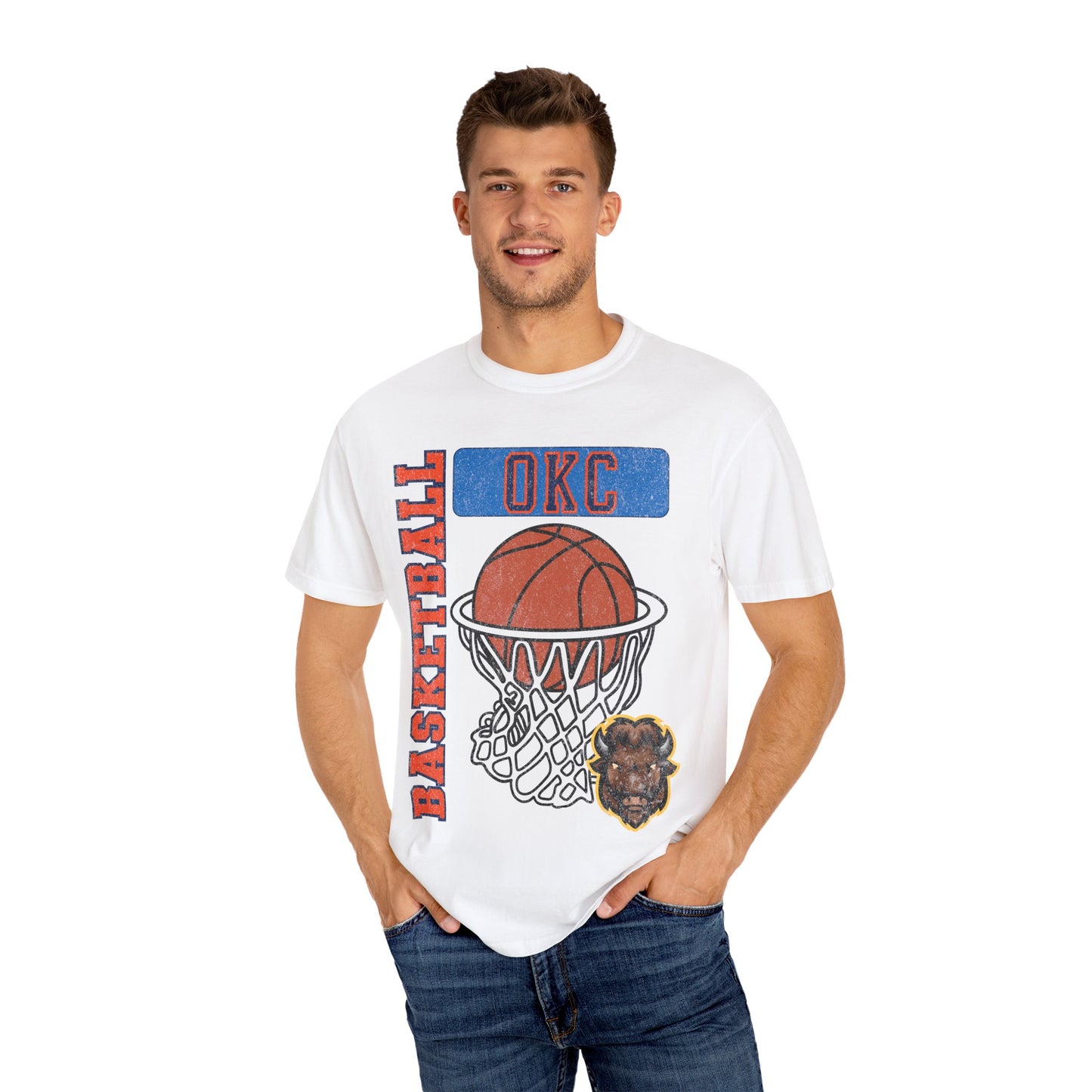 OKC Basketball Old School Style Comfort Colors Tee