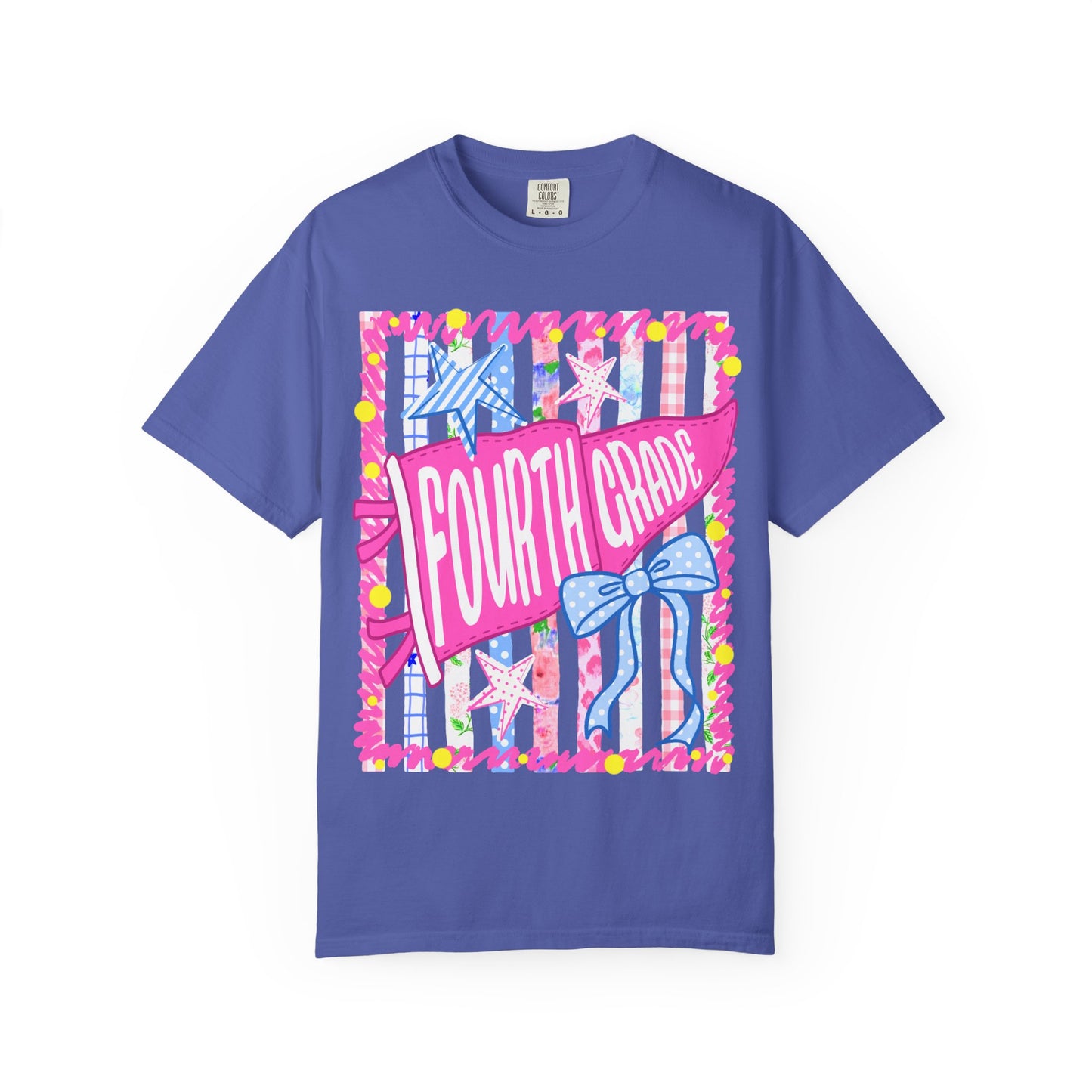 Fourth Grade Pennant Flag Stripes Comfort Colors