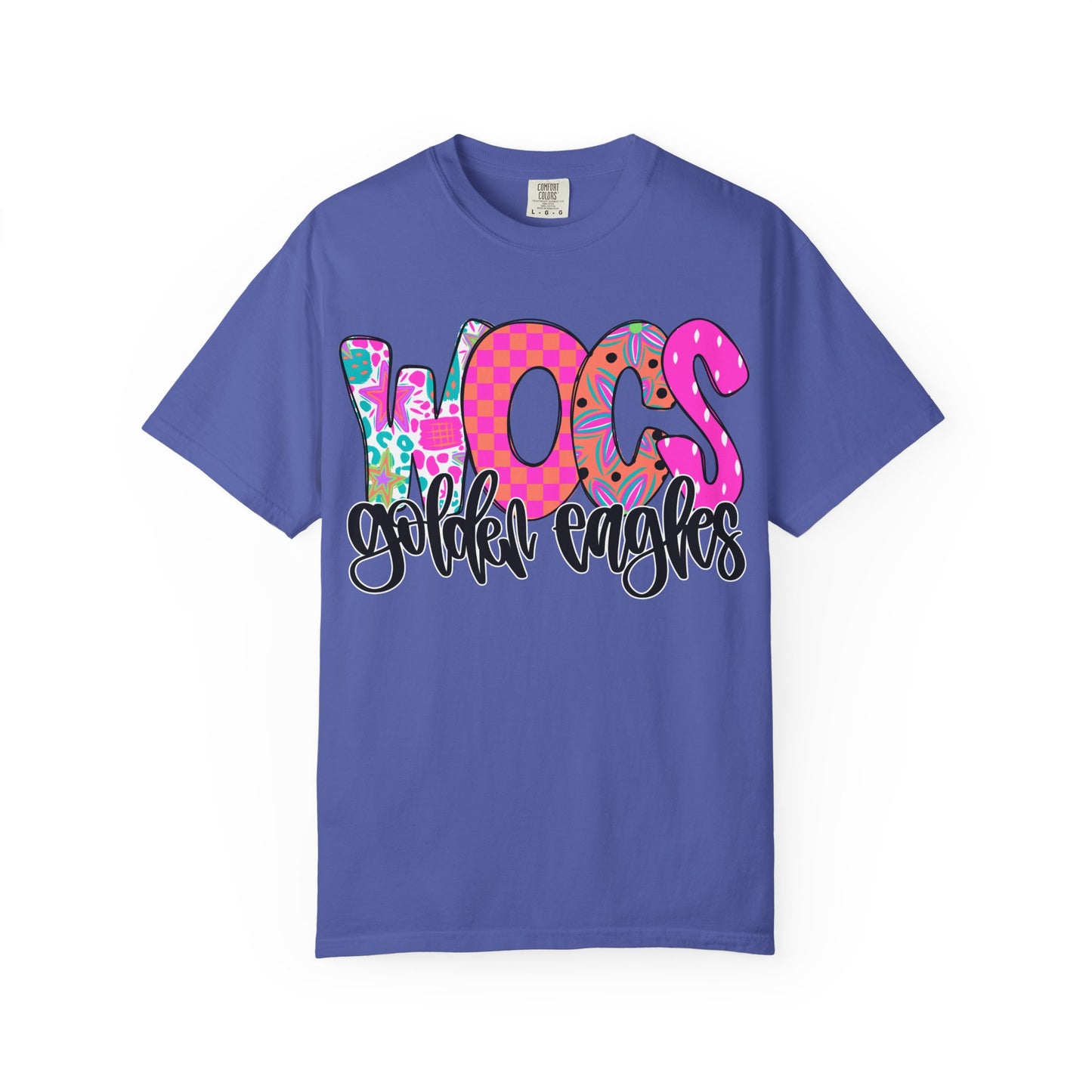 WOCS Golden Eagles Script comfort colors tee