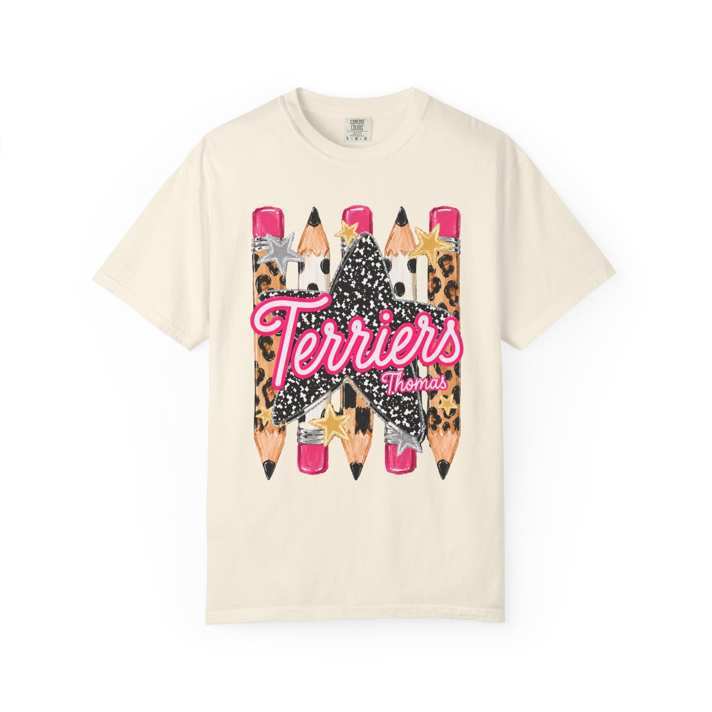 Thomas Terriers Pencil Tee Comfort Colors