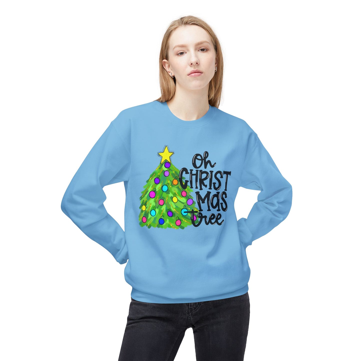 Oh Christmas Tree Unisex Midweight Softstyle Fleece Crewneck Sweatshirt