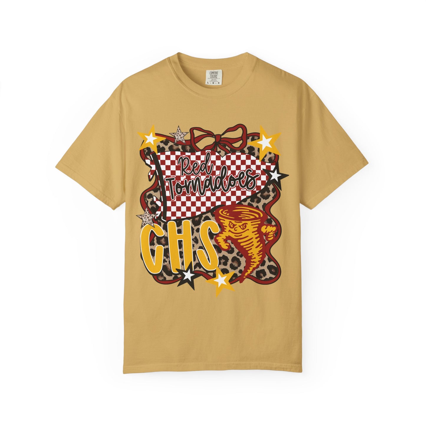 Clinton Red Tornadoes Leopard Print Comfort Colors Tee