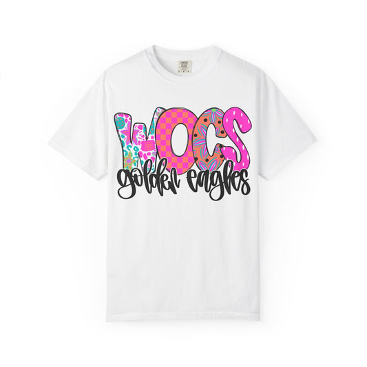 WOCS Golden Eagles Script comfort colors tee