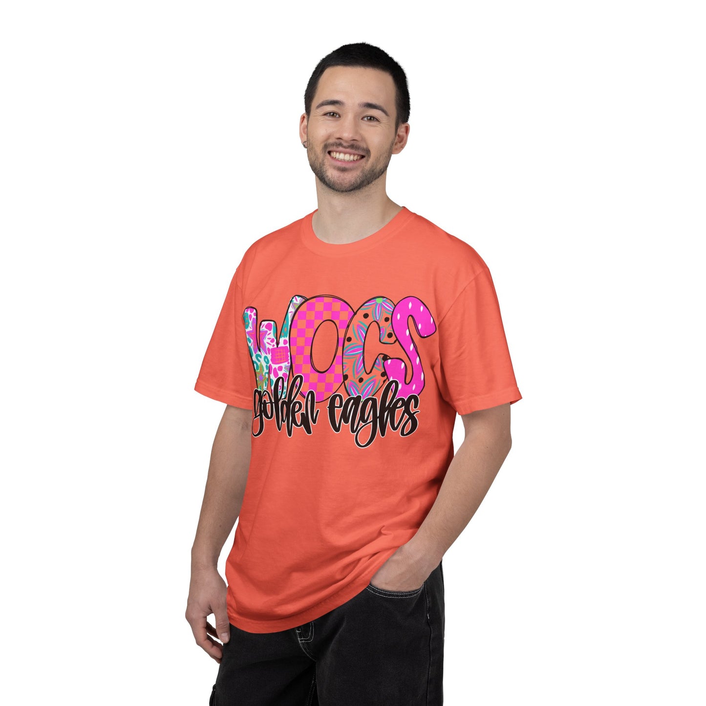 WOCS Golden Eagles Script comfort colors tee