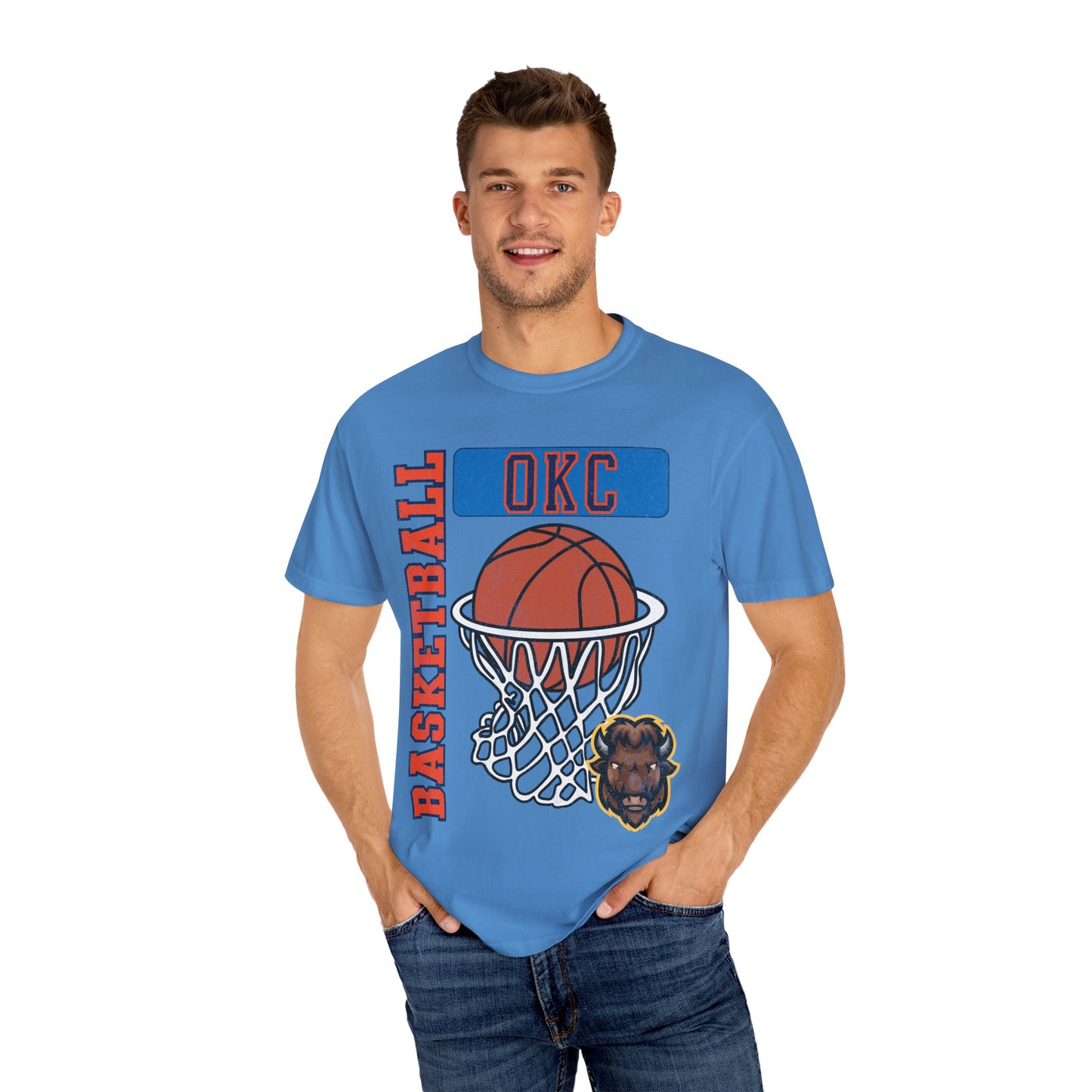 OKC Basketball Old School Style Comfort Colors Tee