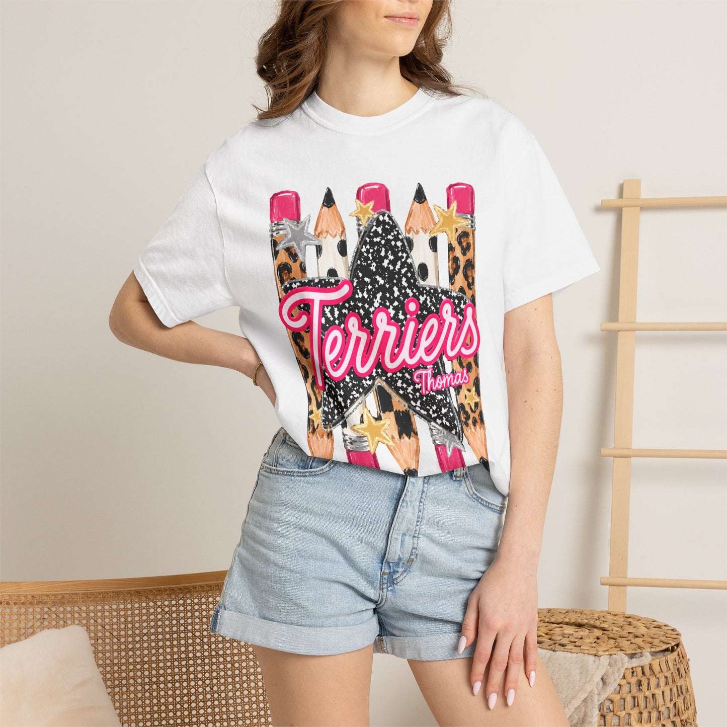 Thomas Terriers Pencil Tee Comfort Colors