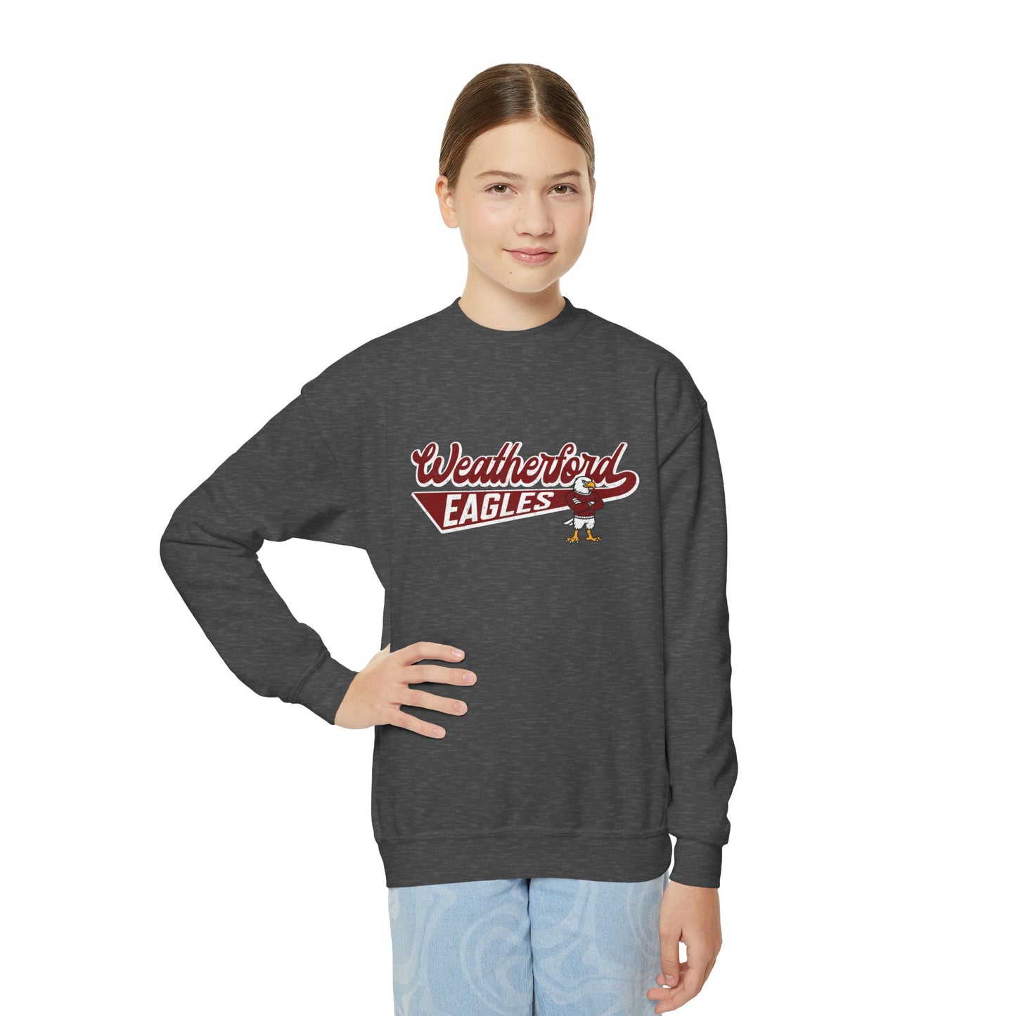 Youth Crewneck Sweatshirt Weatherford Eagles W/ Mascot