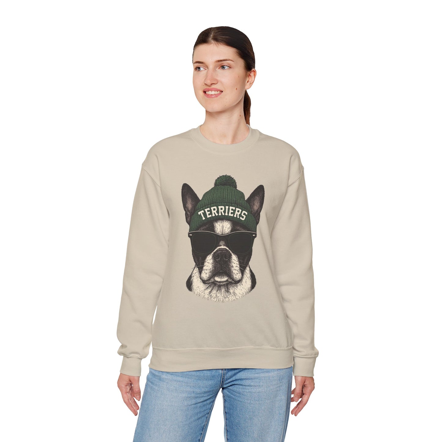 Terriers mascot with beanie crewneck