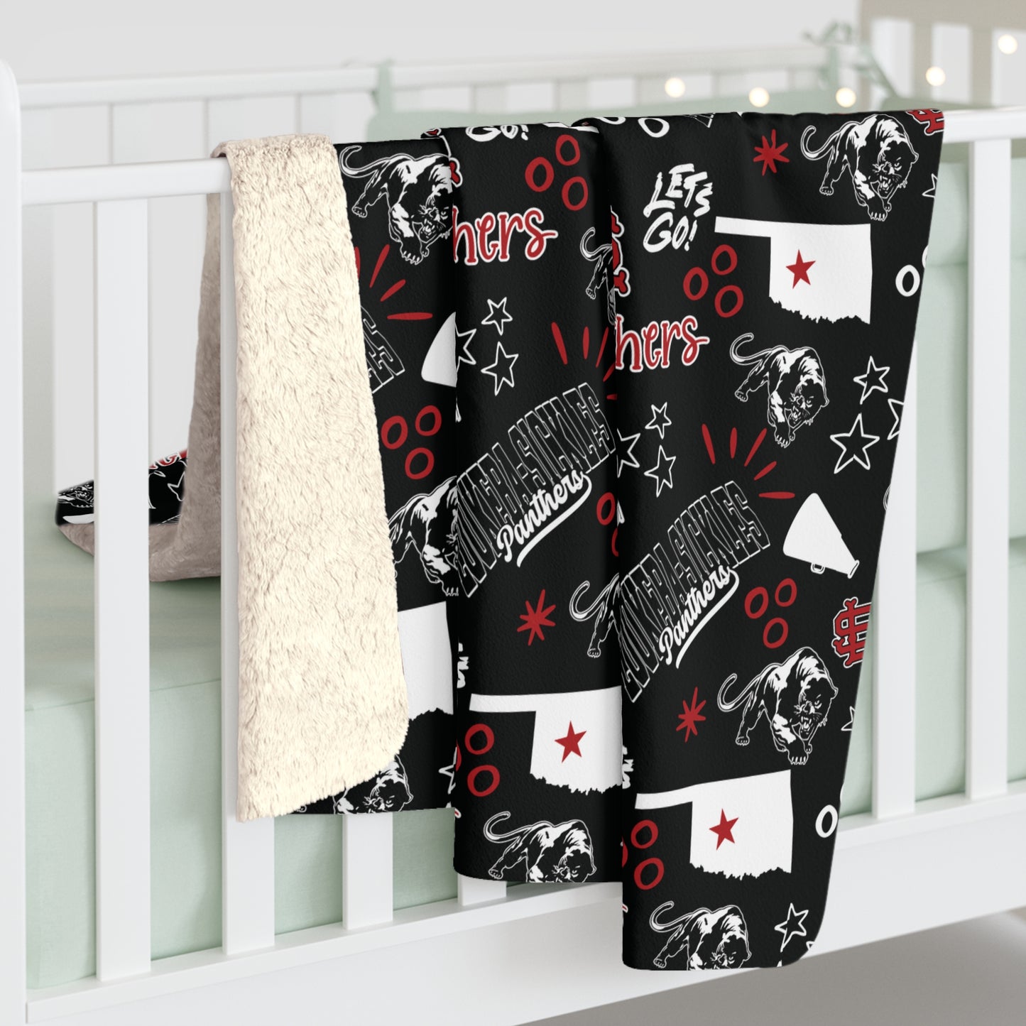 Black LS Panthers Sherpa Fleece Blanket