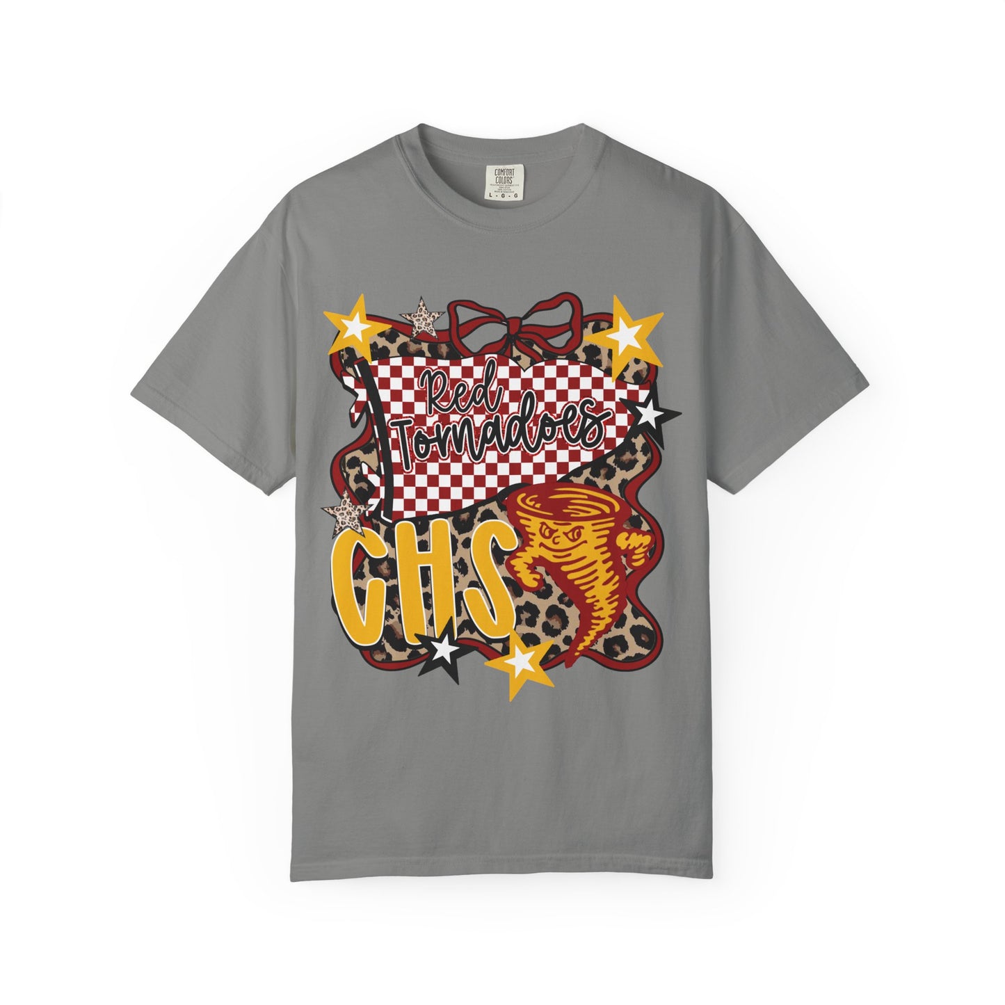 Clinton Red Tornadoes Leopard Print Comfort Colors Tee