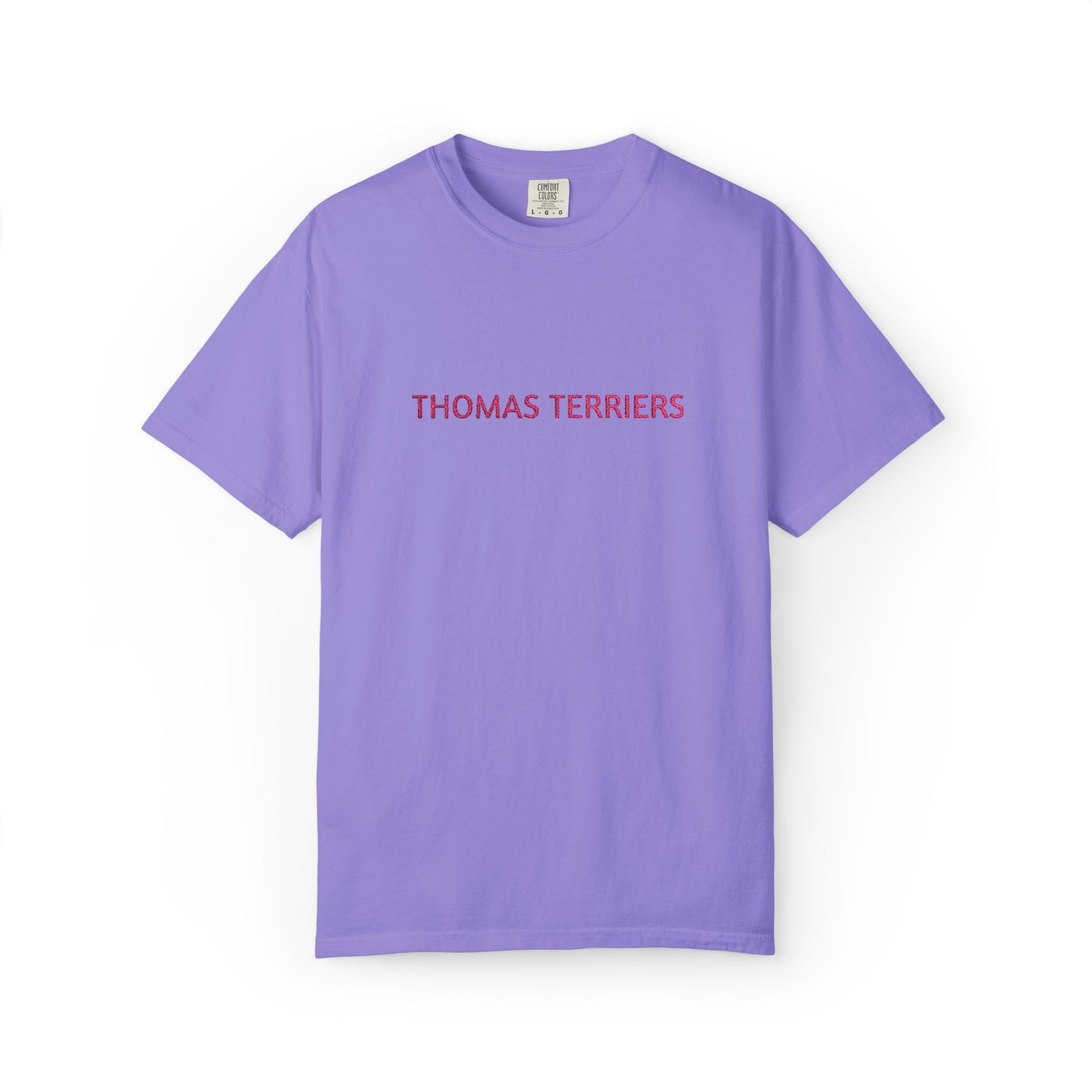 Embroidered Hot Pink Thomas Terriers Comfort Colors Tee