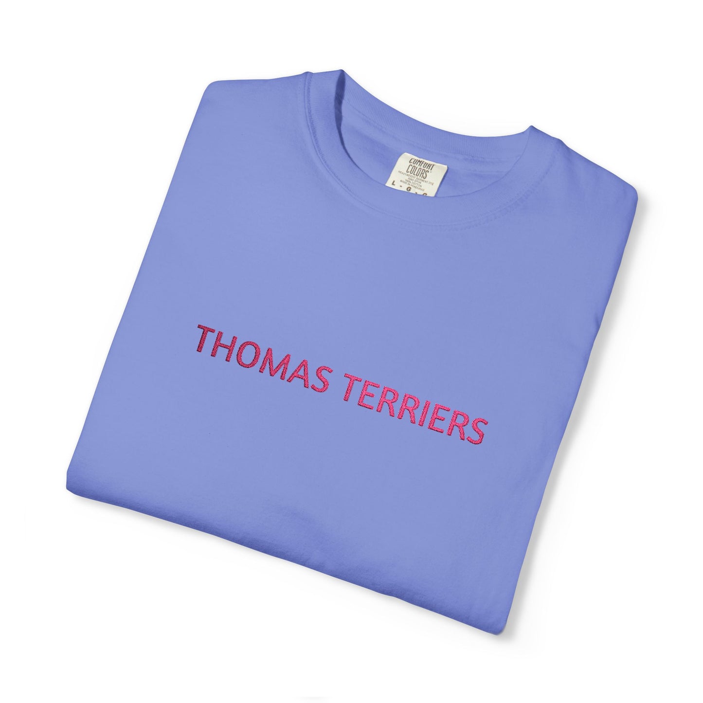 Embroidered Hot Pink Thomas Terriers Comfort Colors Tee