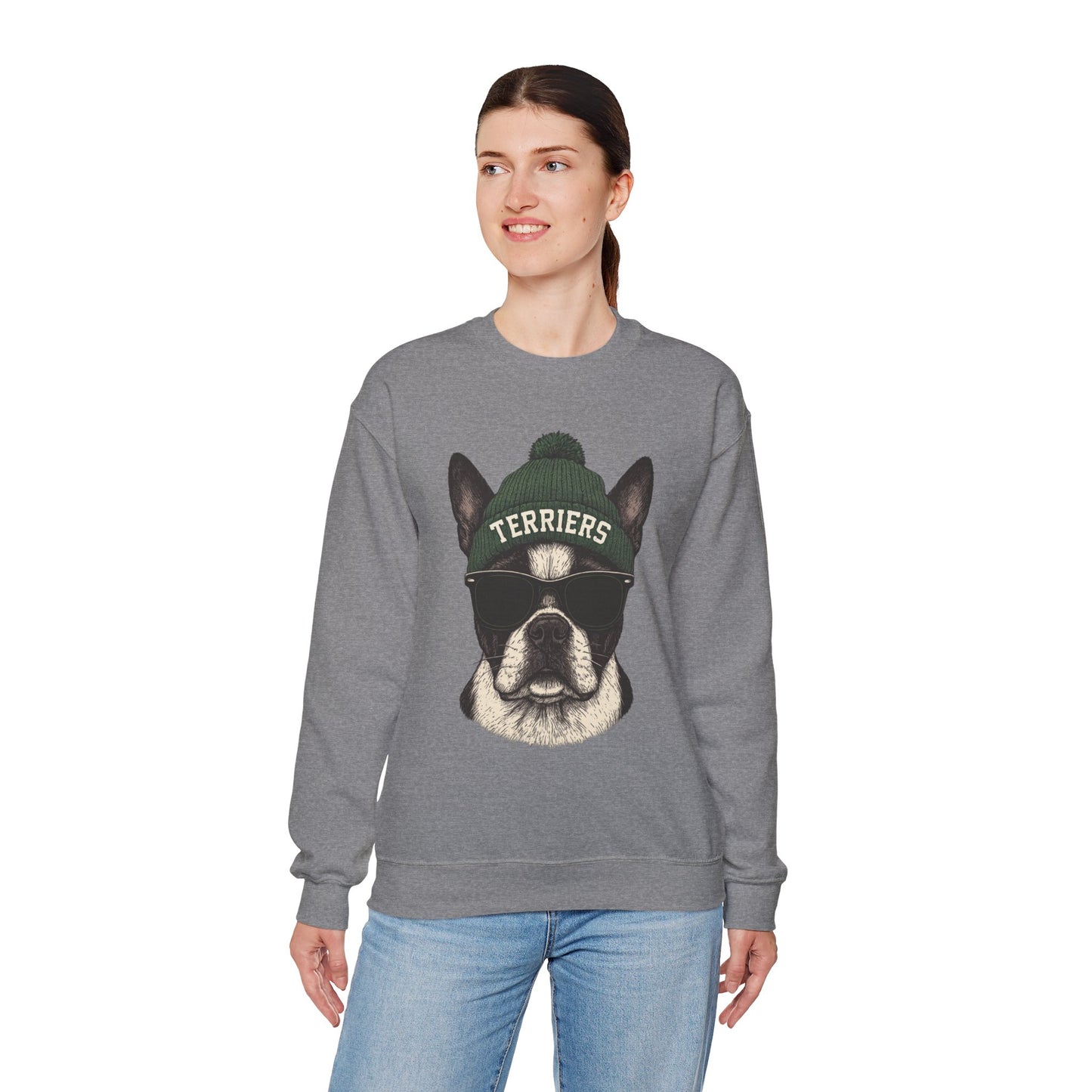 Terriers mascot with beanie crewneck