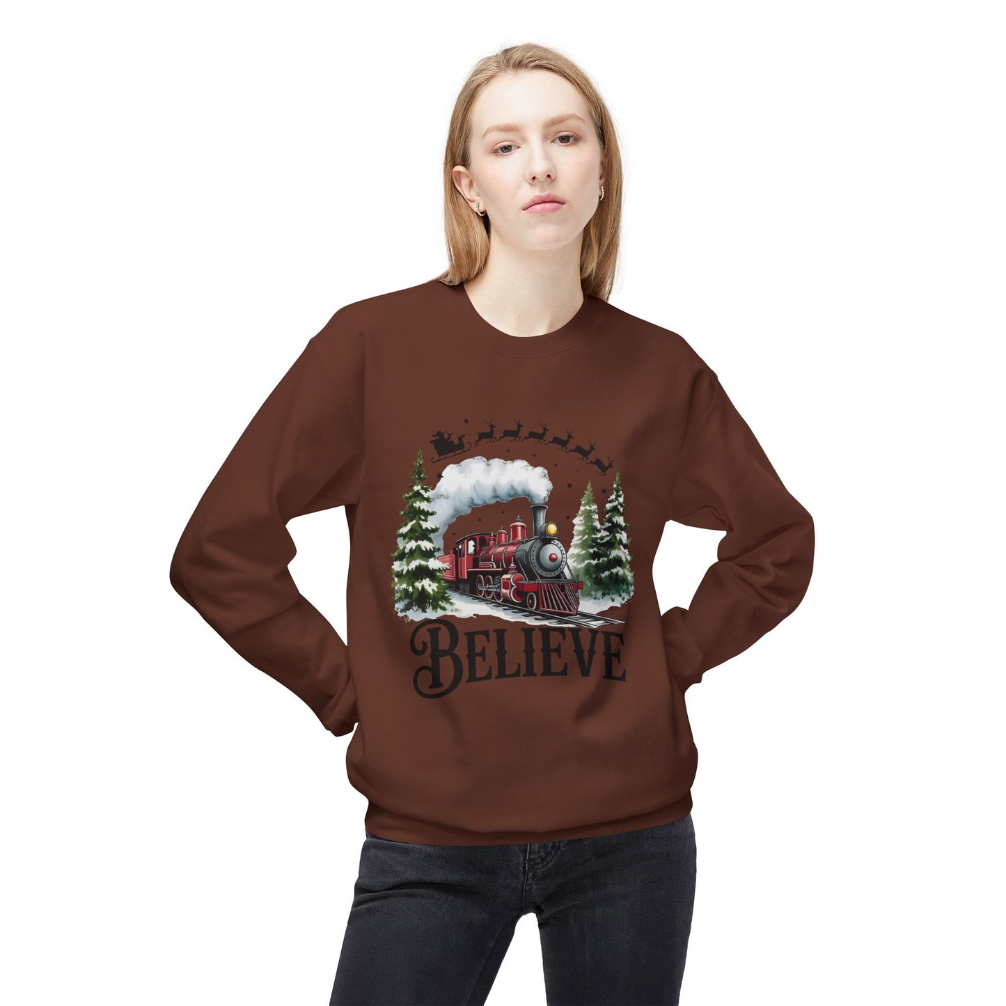 Christmas Believe Softstyle Fleece Crewneck Sweatshirt