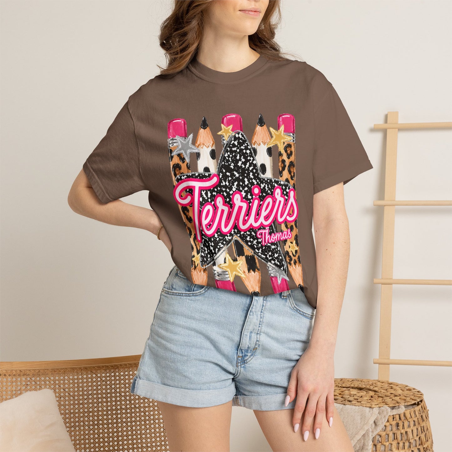 Thomas Terriers Pencil Tee Comfort Colors
