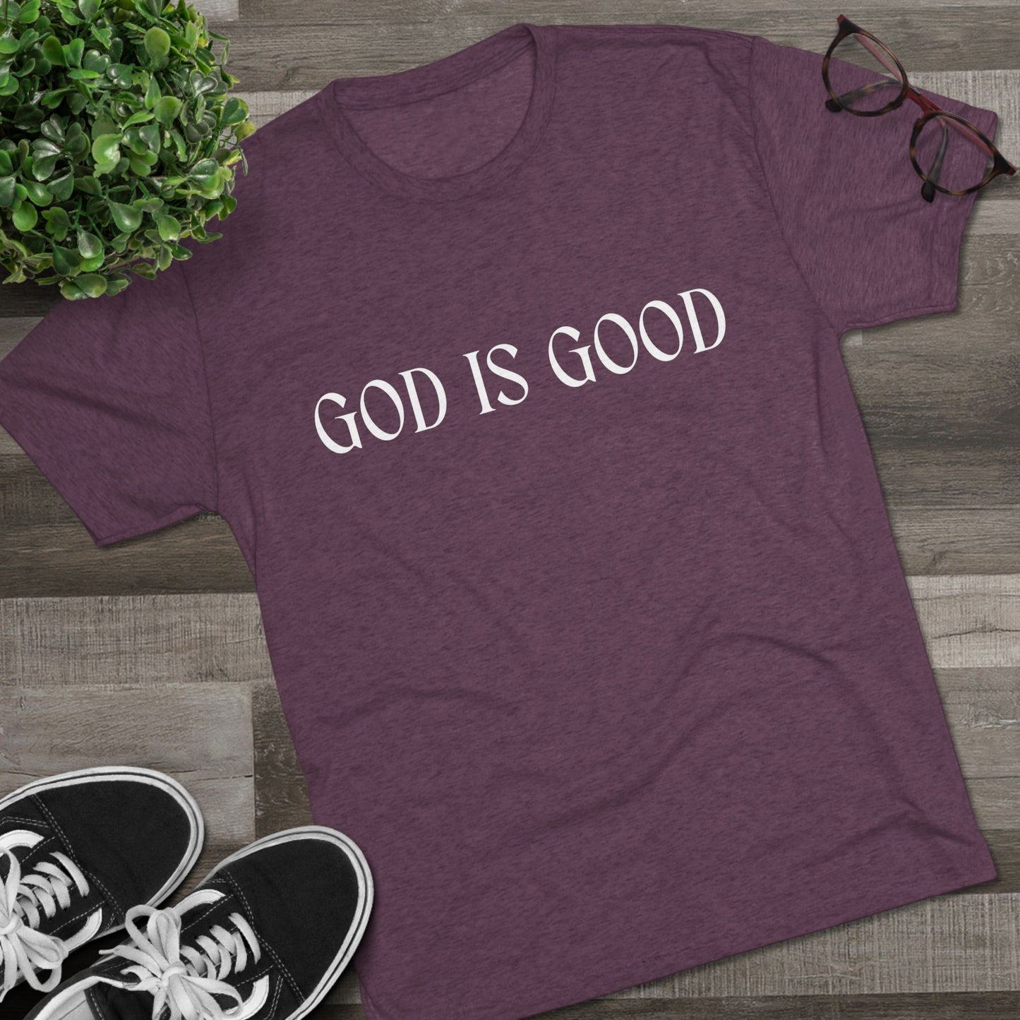 Unisex Tri-Blend Crew Tee D.R33D God is Good Front Back
