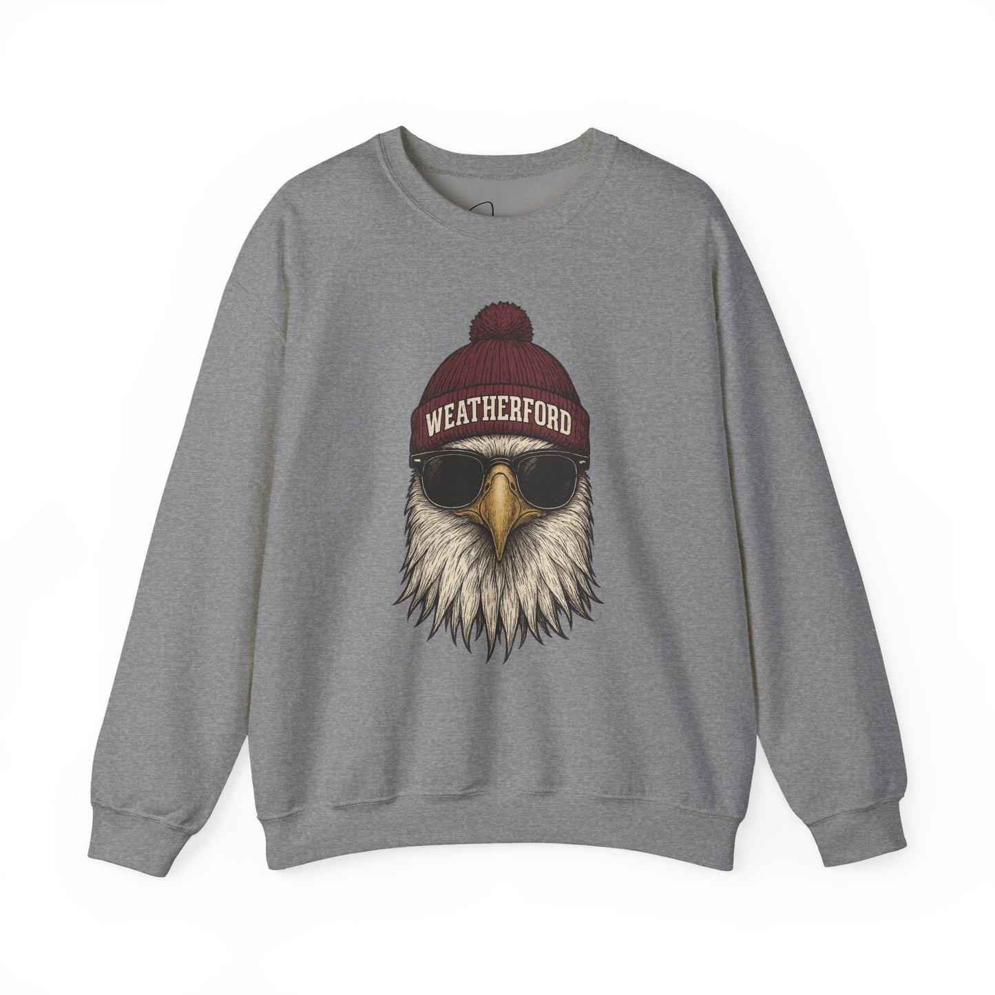 Weatherford mascot with beanie crewneck